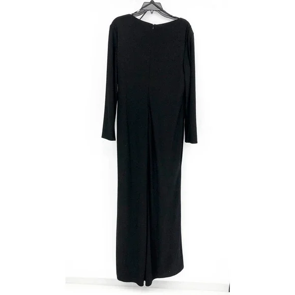 IEENA FOR MAC DUGGAL Jersey Gown 12 Black Long Sleeve Asymmetrical Ruched NWT - Picture 8 of 15